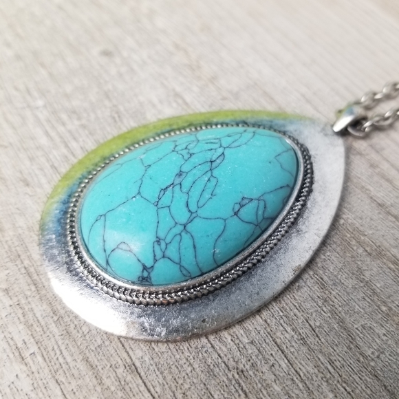 Large boho turquoise necklace - Picture 7 of 10